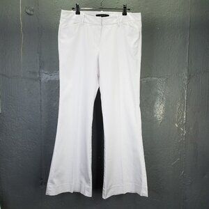 Sandro Studio Pants Women's Sz 10 Wide Leg Flare White Trouser Cotton Stretch